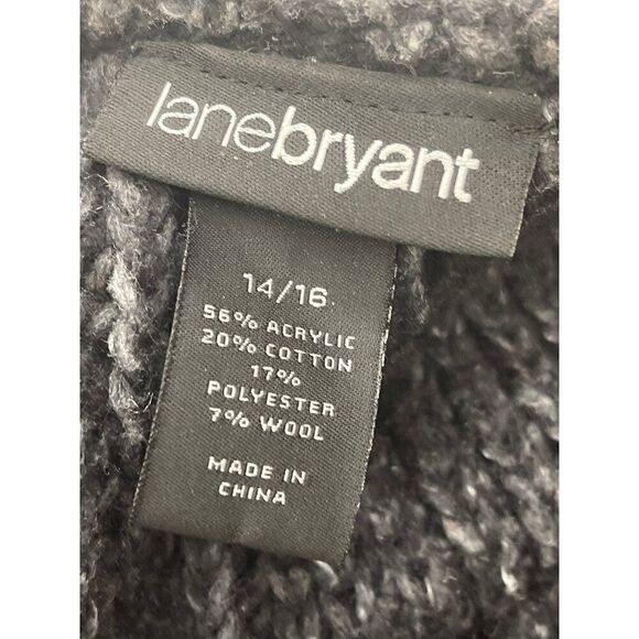 Lane Bryant Women Dark Gray Wool Blend Long Sleeve Long Scarf Sweater Cardigan S - Picture 9 of 9